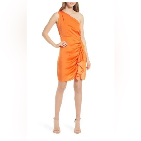One Shoulder Ruched Satin Mini Dress Flattering Silhouette With Silky Satin Finish For Elegant Evenings Women